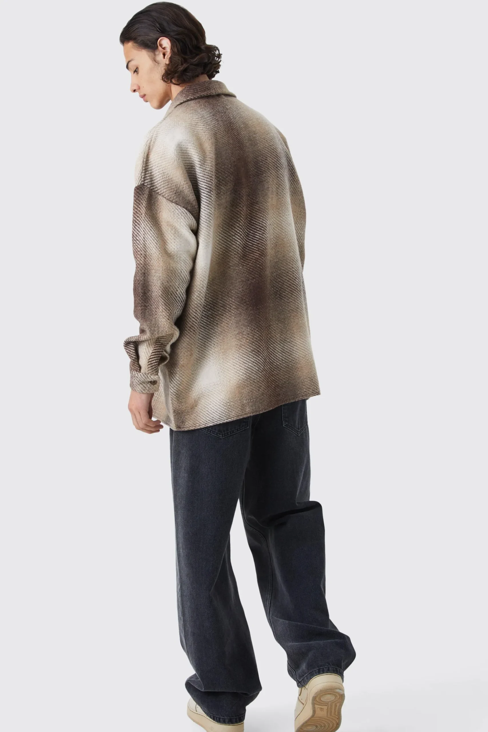 boohooMAN Oversized Button Up Ombre Check Overshirt | UK| Shirts