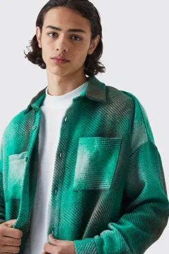 boohooMAN Oversized Button Up Ombre Check Overshirt | UK| Shirts