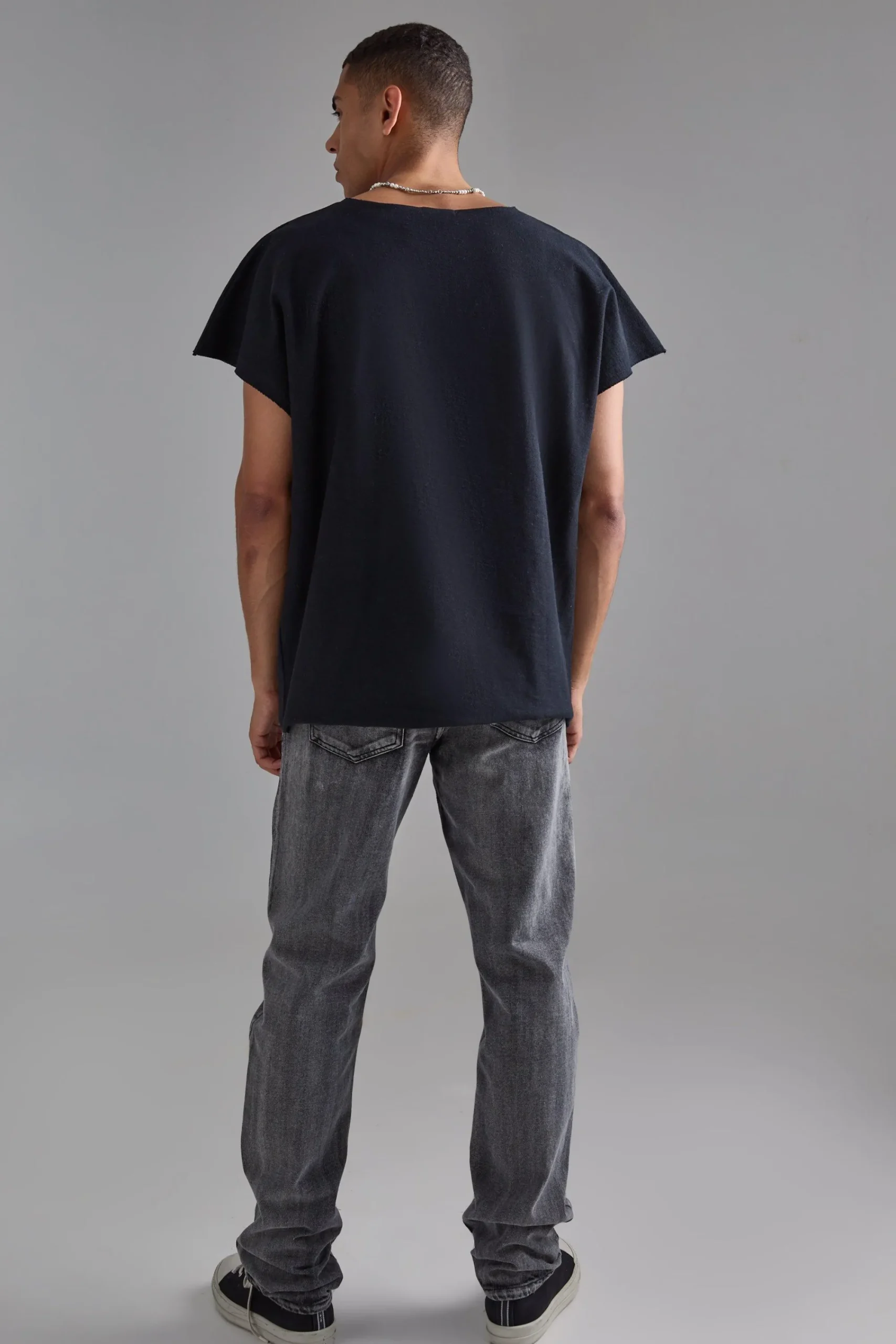 Oversized Cap Sleeve Slash Neck Loopback T-shirt | UK^boohooMAN Sale