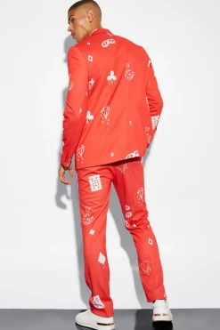 boohooMAN Oversized Card Print Suit | UK| Suits & Tailoring