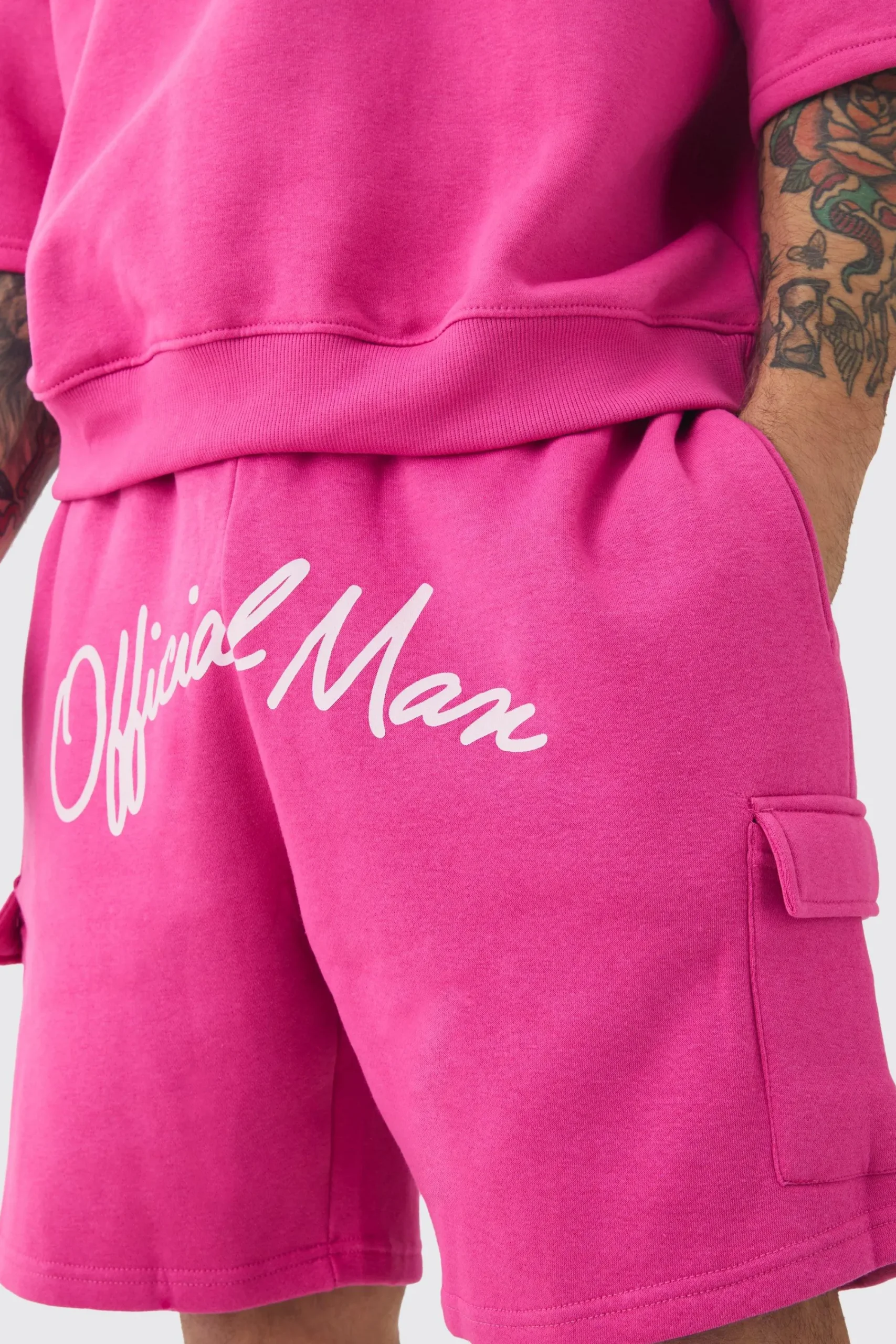 boohooMAN Oversized Cargo Pocket Half Sleeve Sweatshirt And Short Set | UK| Tracksuits