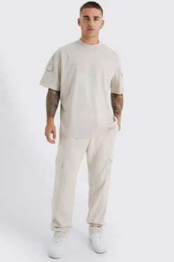boohooMAN Oversized Cargo T-shirt Tracksuit | UK| Sets & Co-Ords|Tracksuits