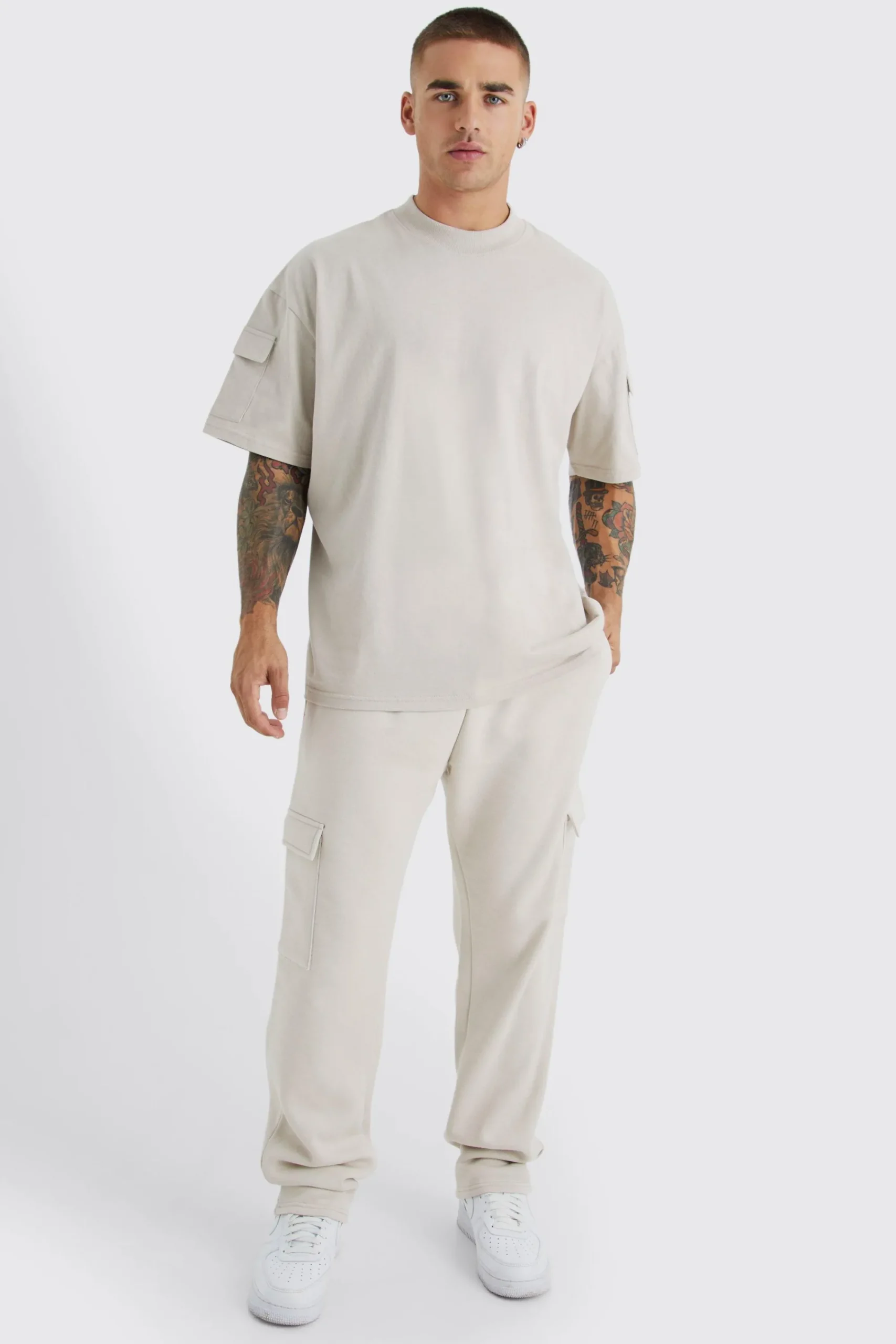 boohooMAN Oversized Cargo T-shirt Tracksuit | UK| Sets & Co-Ords|Tracksuits