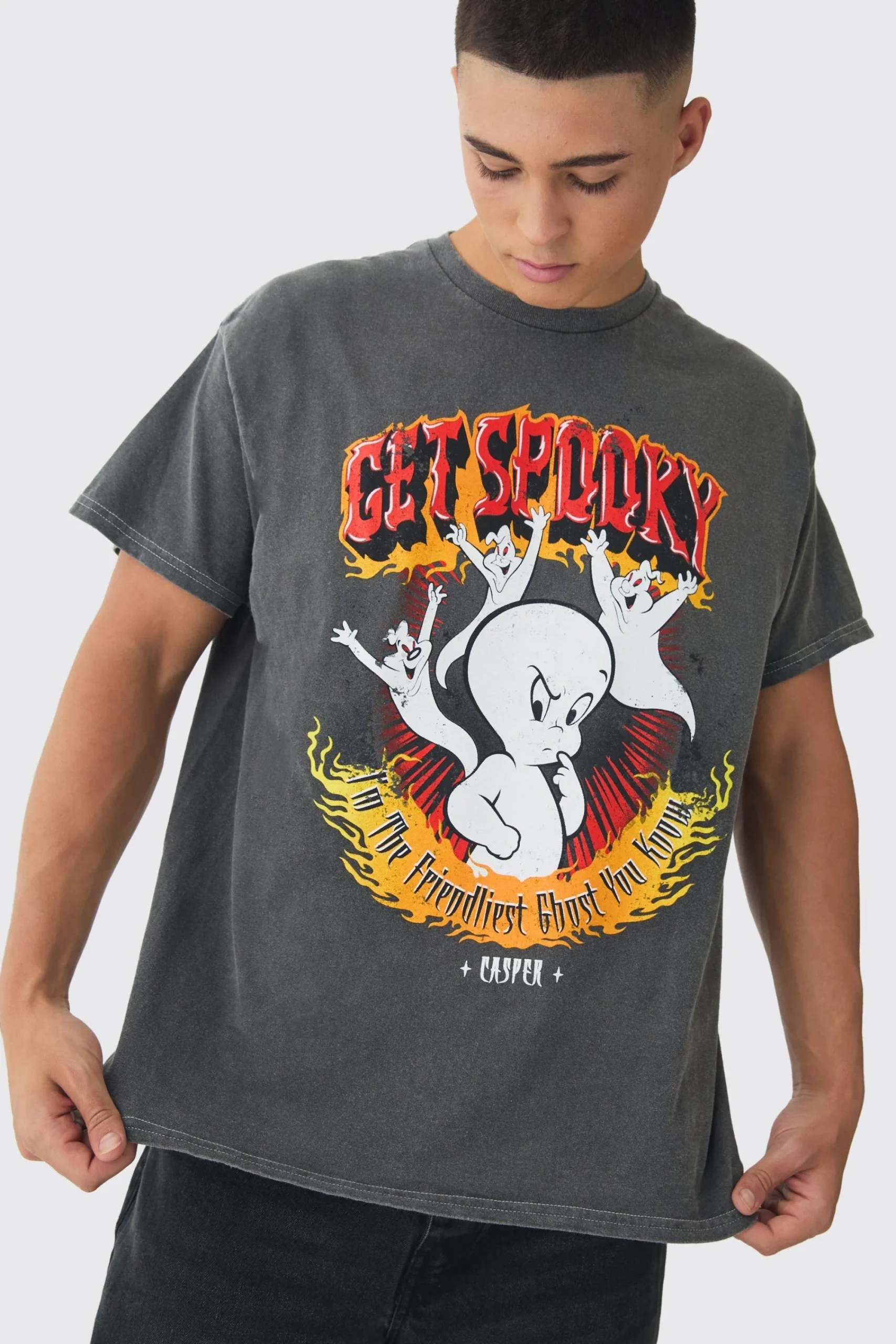 Oversized Casper Wash License Print T-Shirt | UK^boohooMAN Clearance