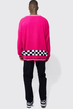 boohooMAN Oversized Check Hem Knitted Hockey Top | UK| Knitwear