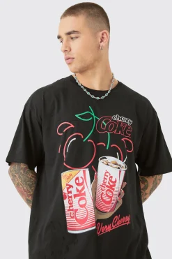 Oversized Cherry Coke License T-shirt | UK^boohooMAN