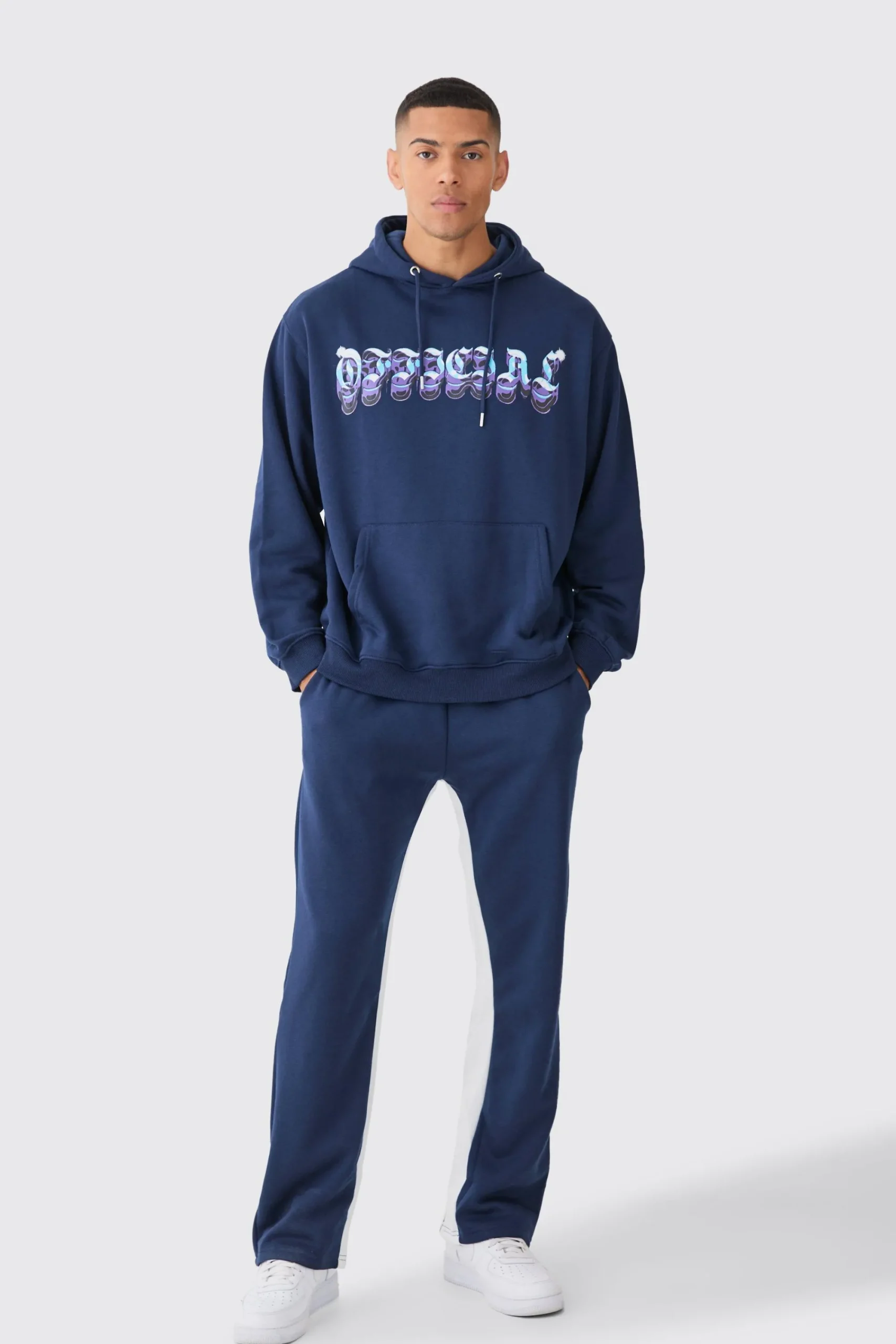 boohooMAN Oversized Chrome Graphic Gusset Tracksuit | UK| Tracksuits
