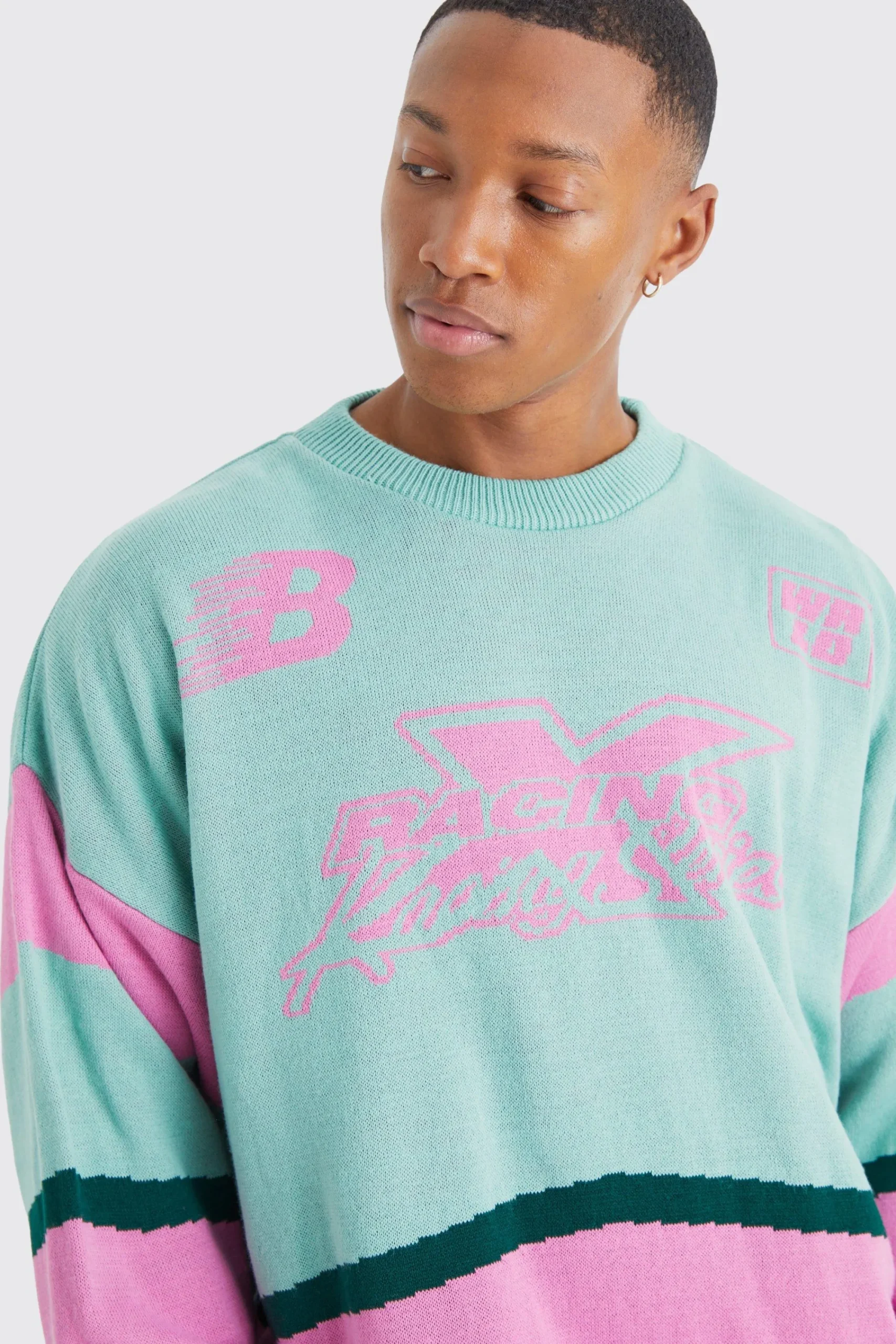 boohooMAN Oversized Colour Block Moto Jumper | UK| Knitwear