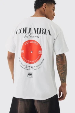 Oversized Columbia Records License Print T-shirt | UK^boohooMAN New