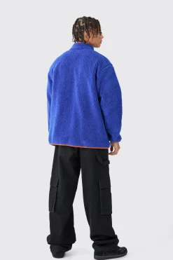 boohooMAN Oversized Contrast Borg Jacket | UK| Coats & Jackets