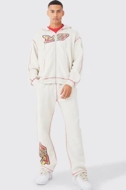 boohooMAN Oversized Contrast Stitch Heat Graphic Tracksuit | UK| Tracksuits