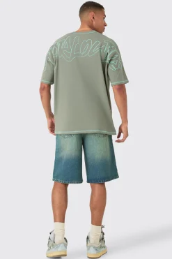 Oversized Contrast Stitch Embroidered T-shirt | UK^boohooMAN Sale