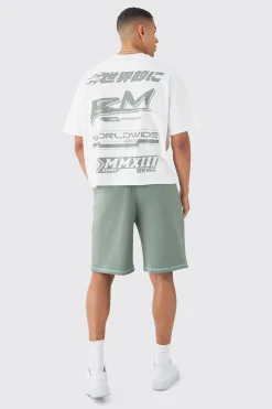 boohooMAN Oversized Contrast Stitch Applique Shorts | UK| Shorts