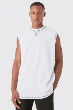 Oversized Contrast Waffle Tank | UK^boohooMAN Outlet