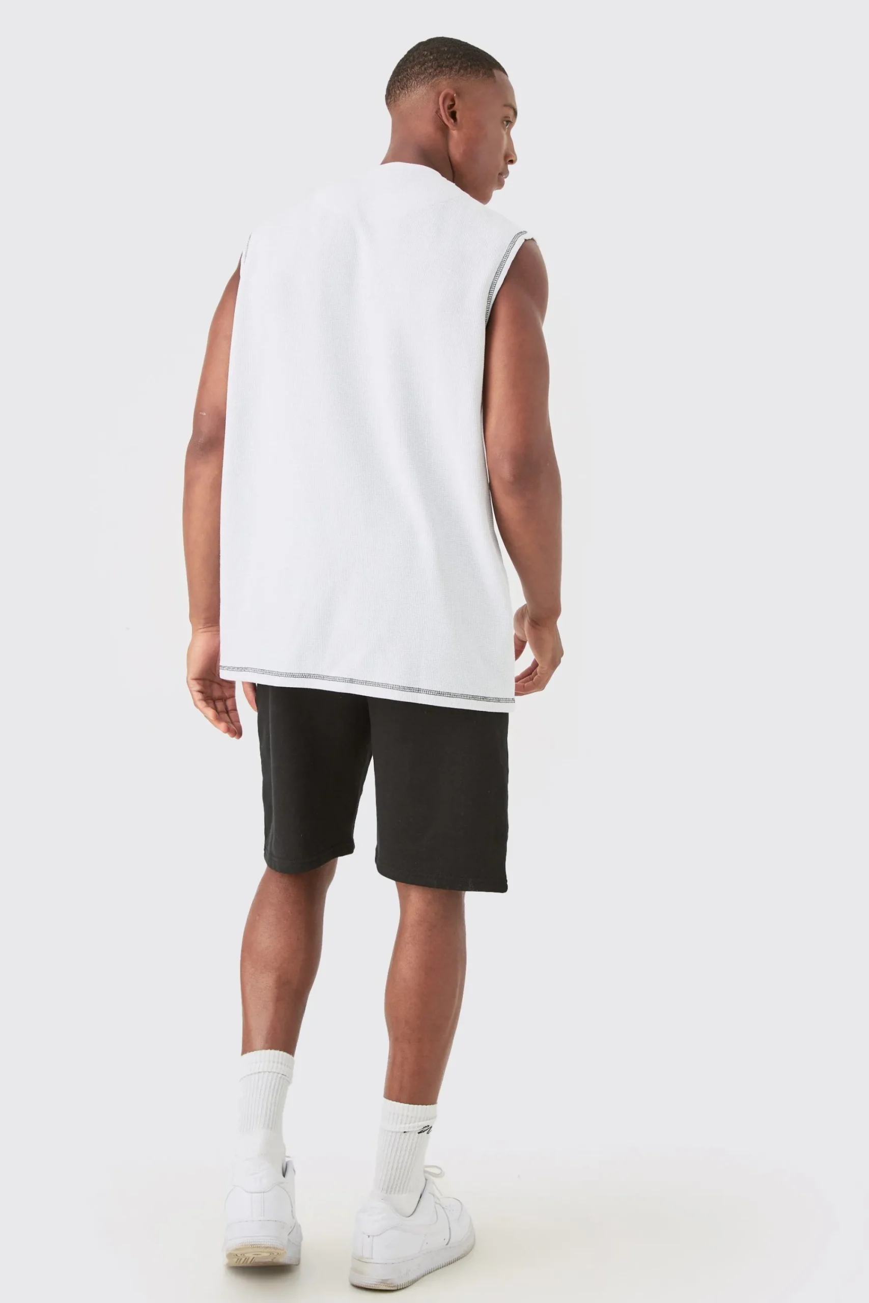 Oversized Contrast Waffle Tank | UK^boohooMAN Outlet