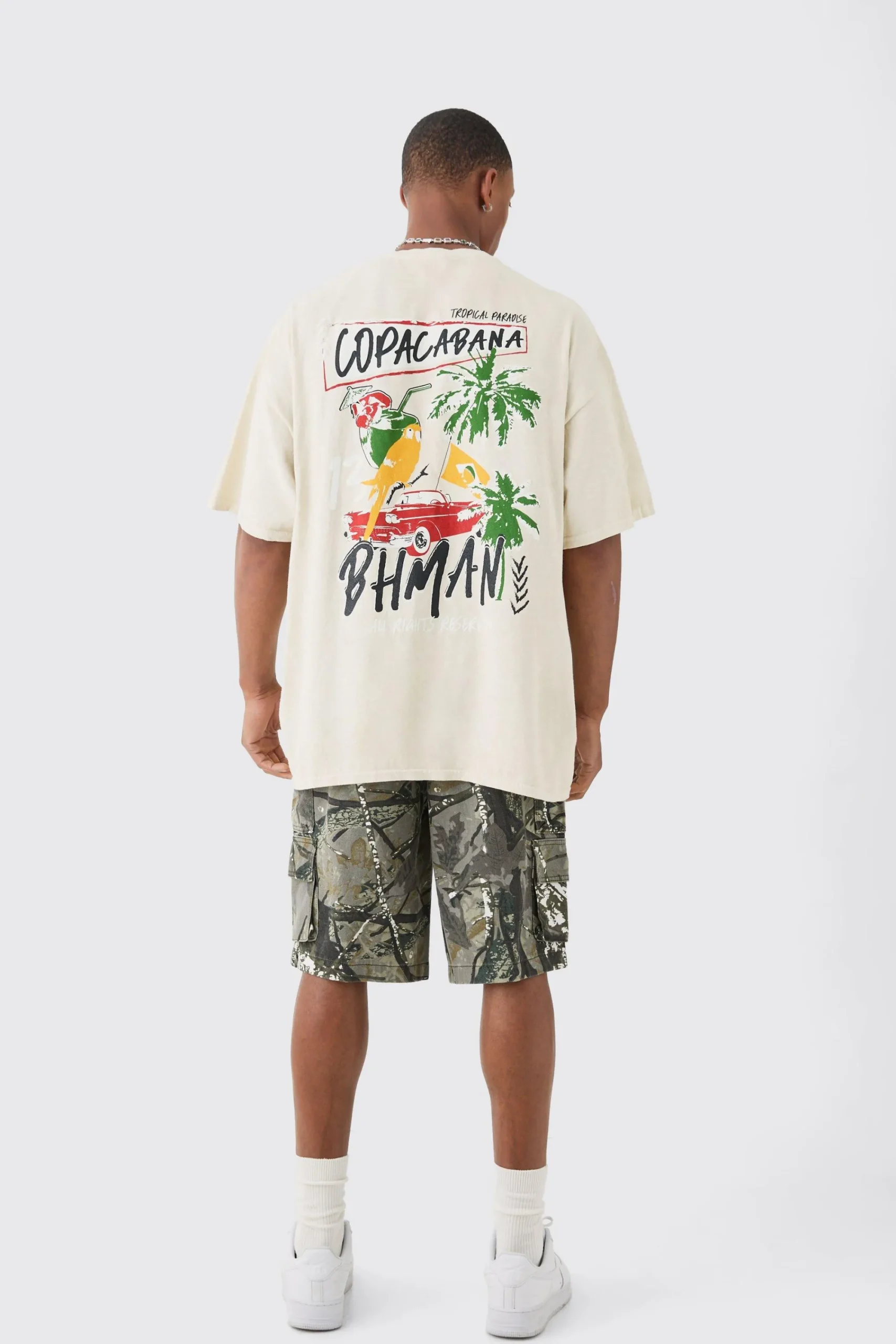 Oversized Copacabana Printed Back Print T-shirt | UK^boohooMAN Online
