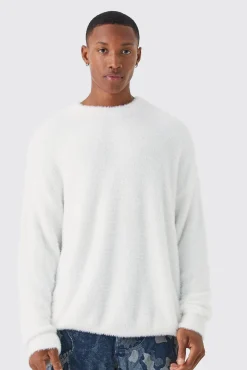 boohooMAN Oversized Crew Neck Fluffy Knitted Jumper | UK| Knitwear