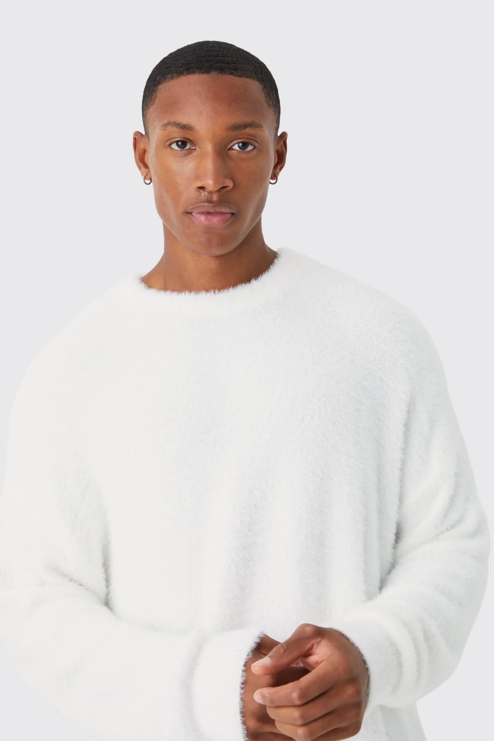 boohooMAN Oversized Crew Neck Fluffy Knitted Jumper | UK| Knitwear
