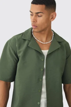 boohooMAN Oversized Crinkle Revere Shirt | UK| Shirts
