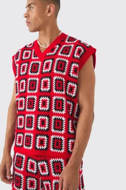 boohooMAN Oversized Crochet Knit Tank And Short Set | UK| Sets & Co-Ords|Tracksuits