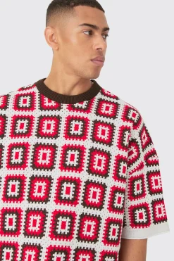 Oversized Crochet Knit T-shirt | UK^boohooMAN Online