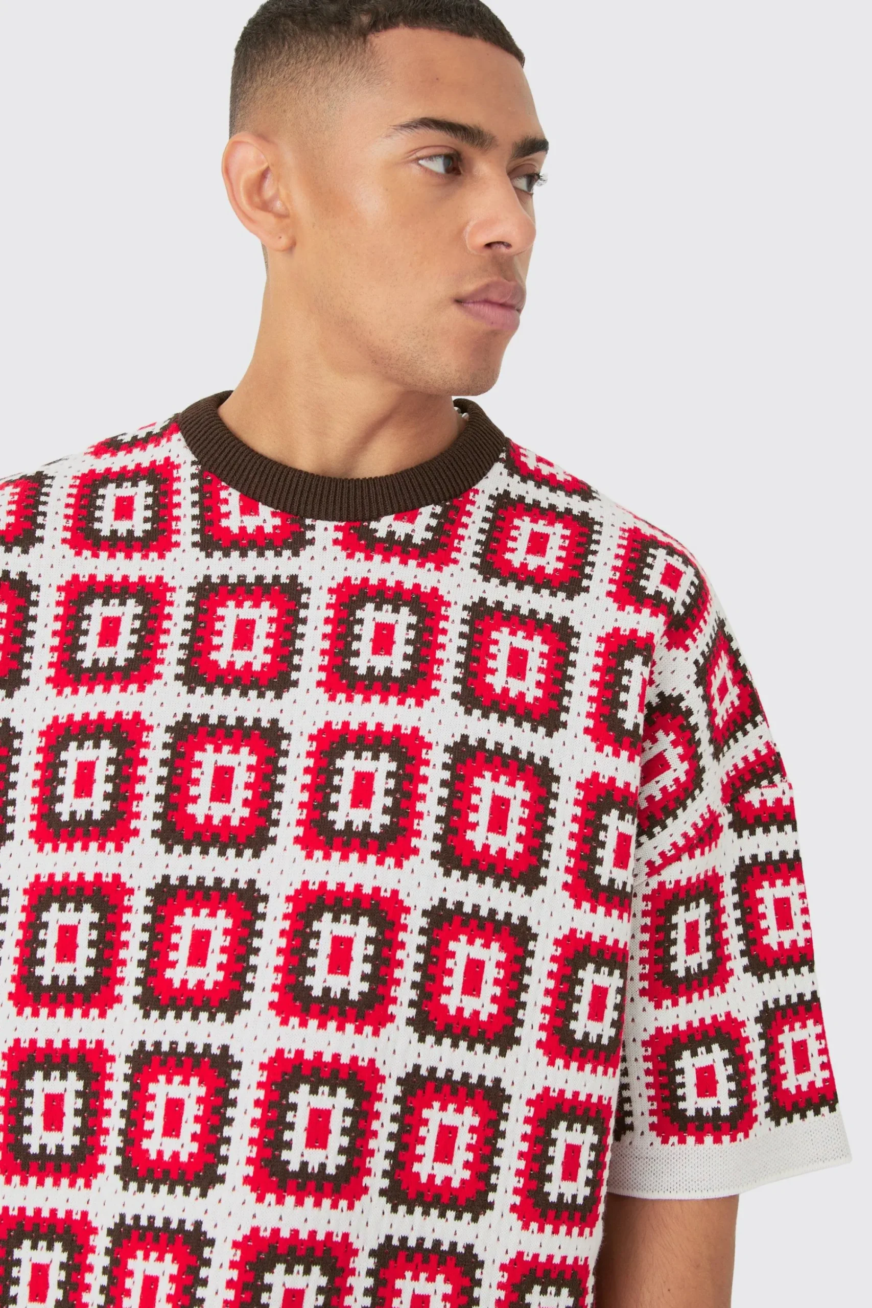 Oversized Crochet Knit T-shirt | UK^boohooMAN Online