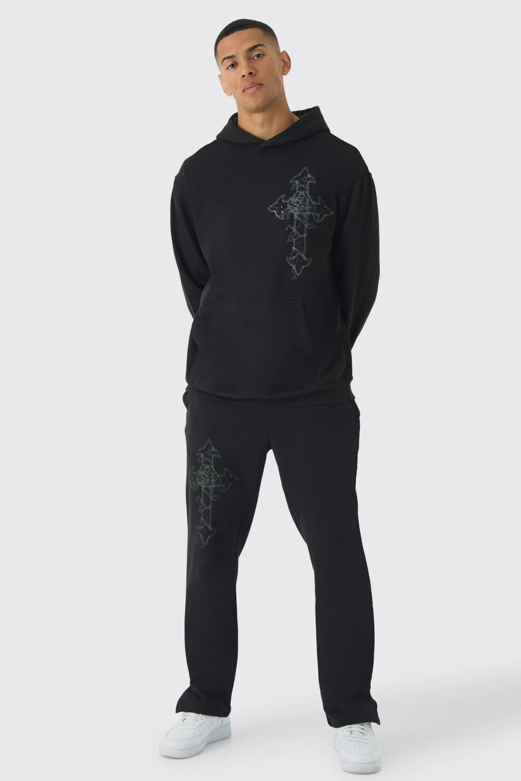 boohooMAN Oversized Cross Print Tracksuit | UK| Tracksuits