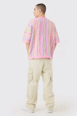 Oversized 3D Jacquard Knit T-shirt | UK^boohooMAN Sale