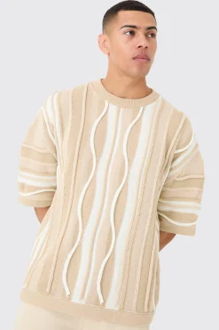 Oversized 3d Jacquard Knit T-shirt | UK^boohooMAN Outlet