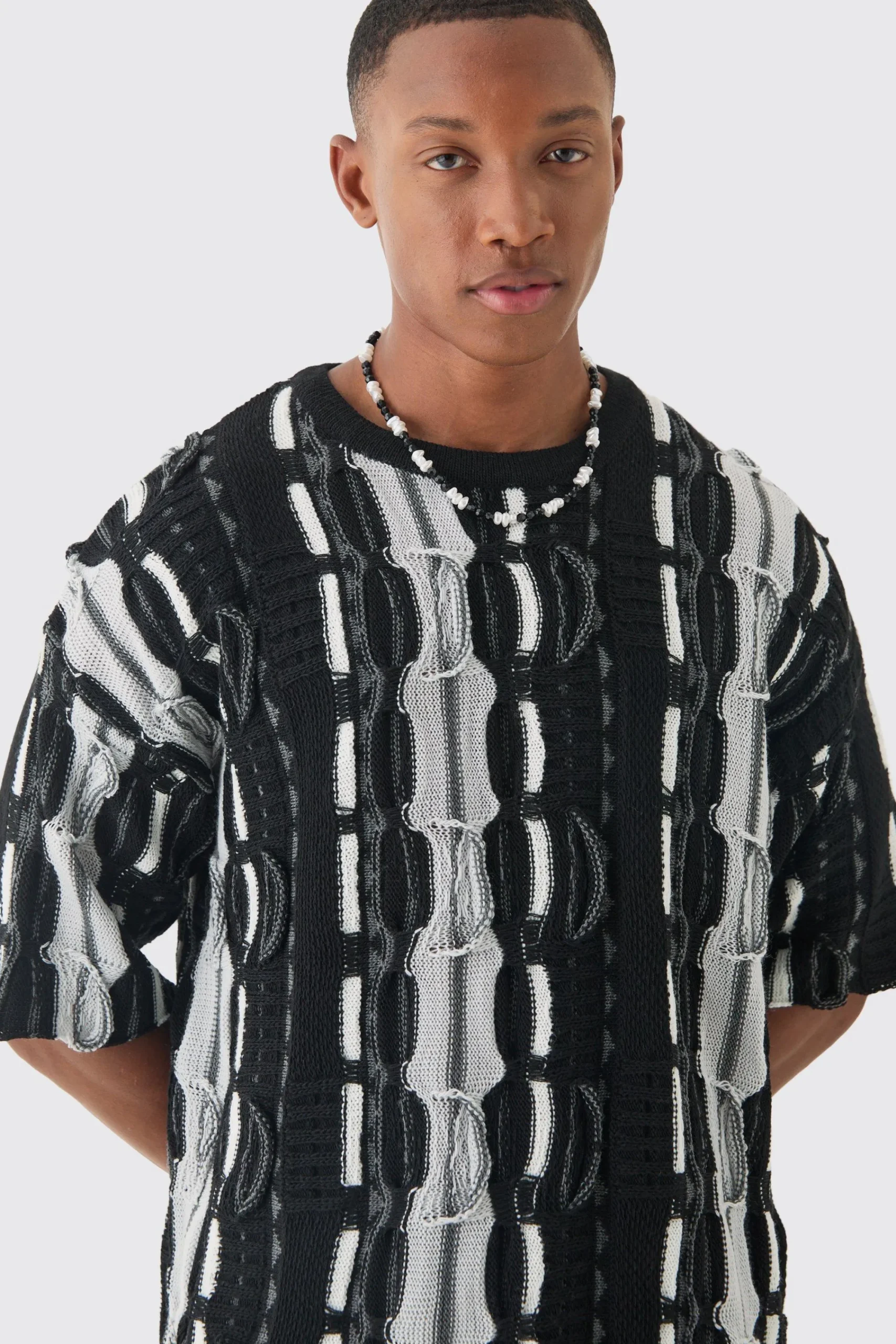 Oversized 3D Knitted T-shirt | UK^boohooMAN Discount