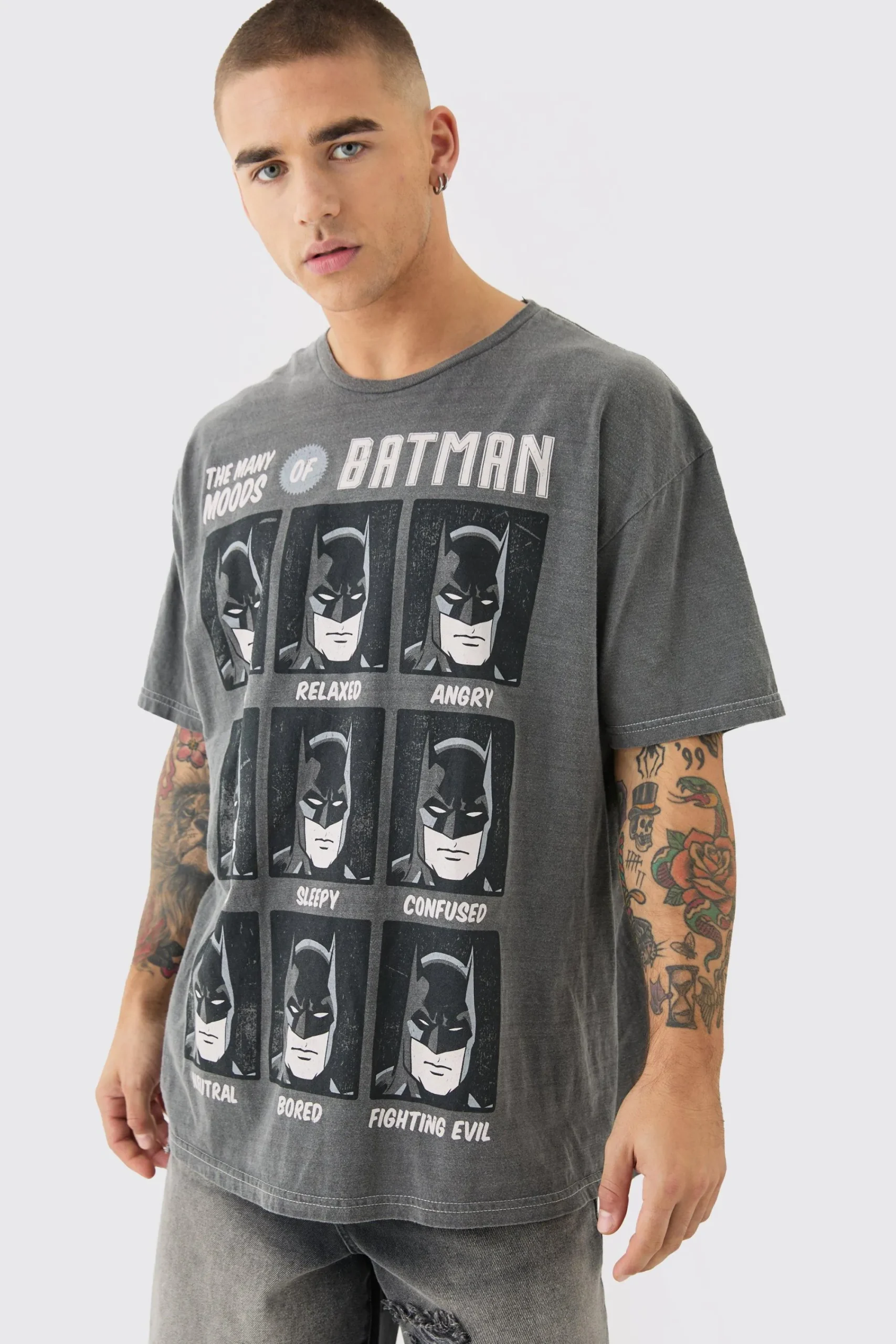 Oversized DC Batman License Wash T-shirt | UK^boohooMAN Hot