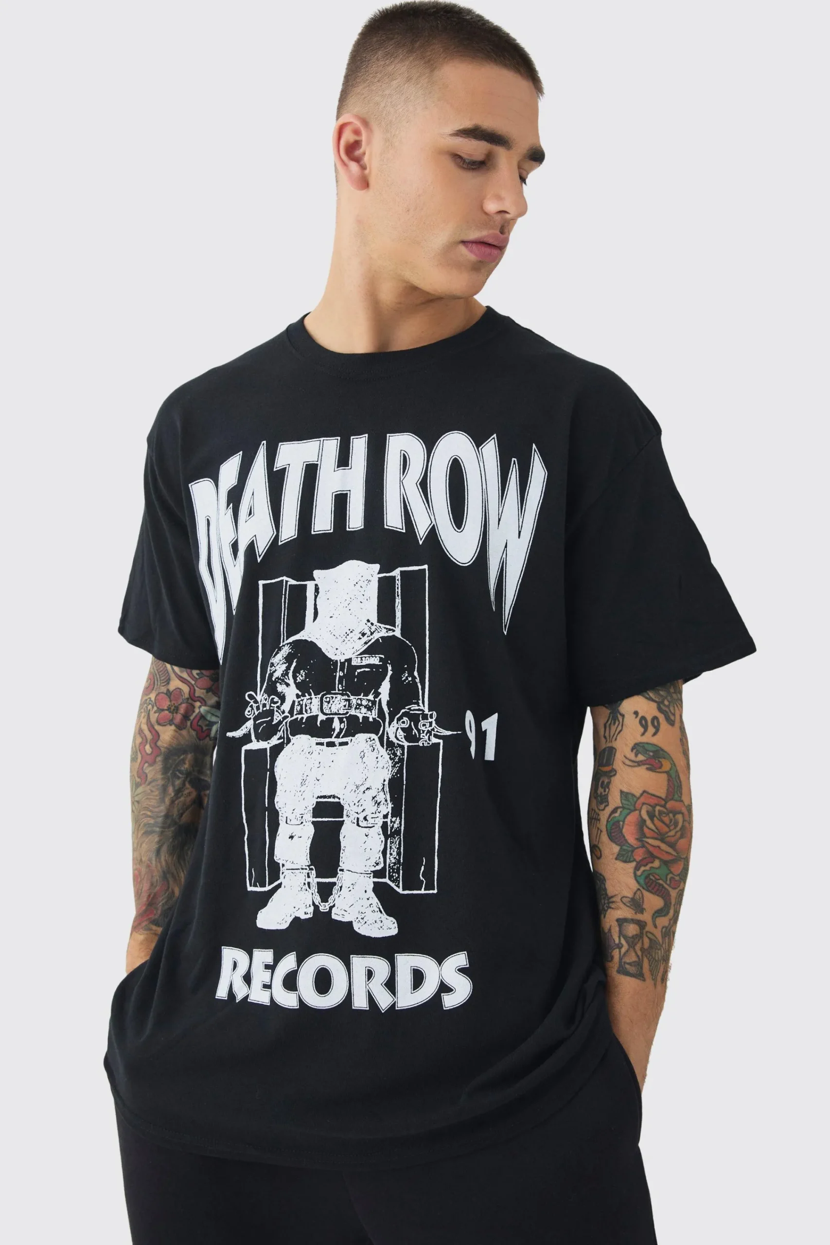 Oversized Death Row Records License Print T-shirt | UK^boohooMAN Hot