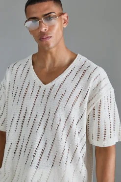 Oversized Deep V Extreme Distressed T-shirt | UK^boohooMAN