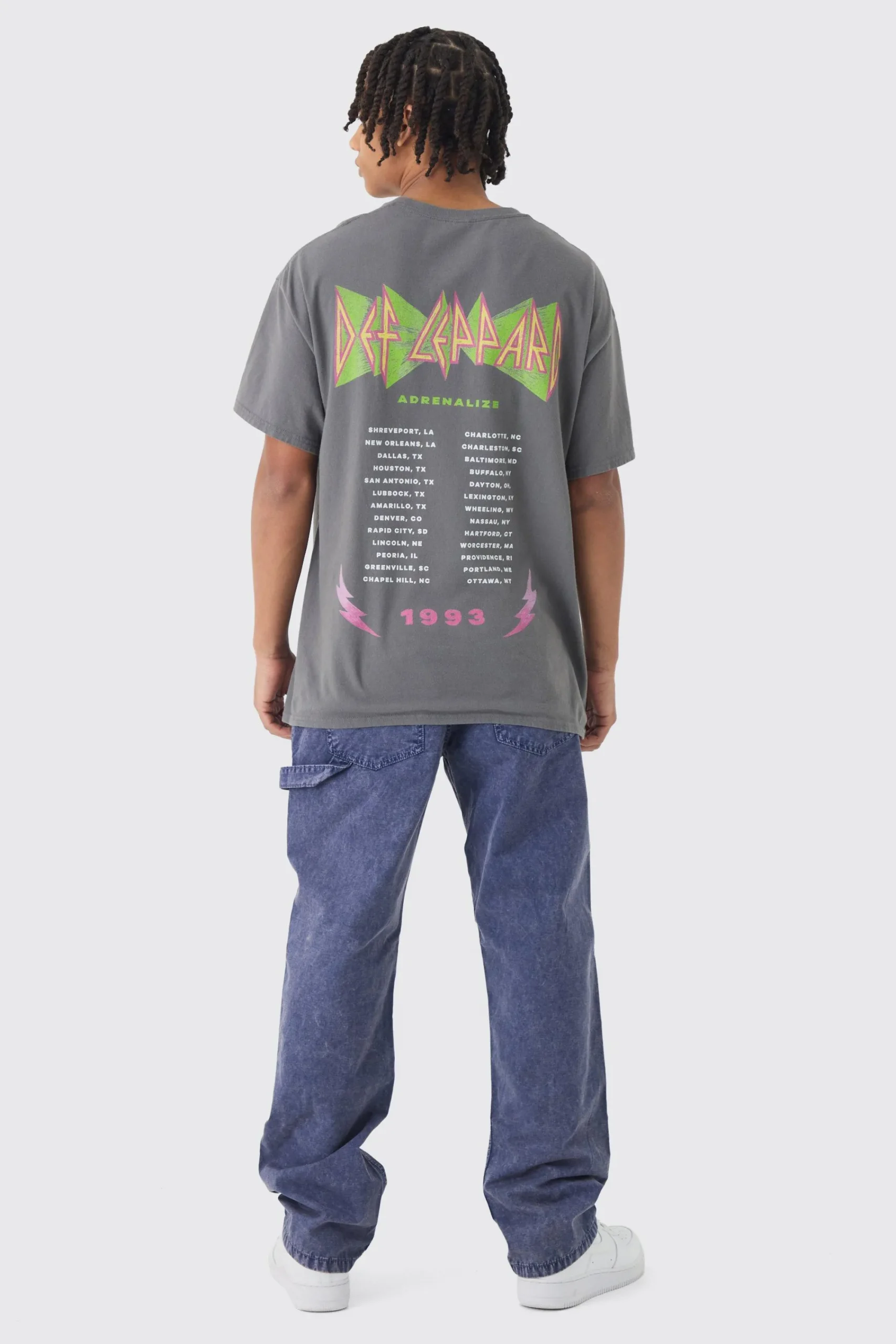 Oversized Def Leopard Band Wash License T-Shirt | UK^boohooMAN Online