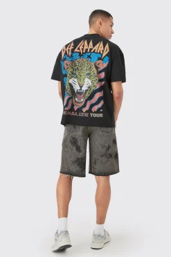 Oversized Def Leopard Large Scale License T-shirt | UK^boohooMAN Outlet