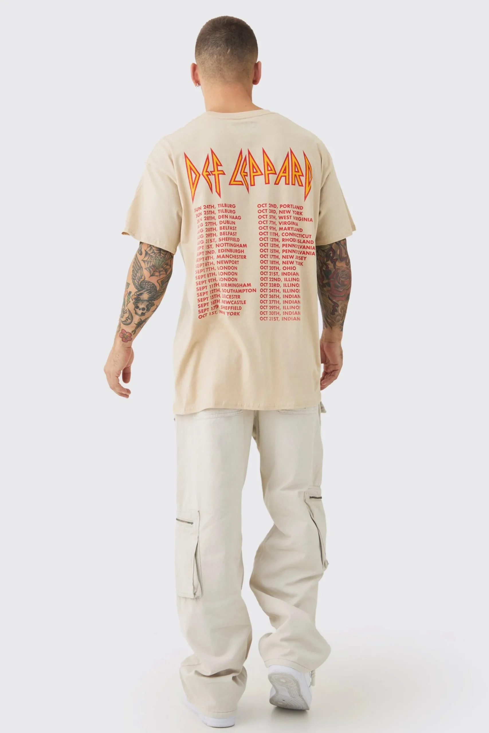 Oversized Def Leppard Tour Wash License T-shirt | UK^boohooMAN