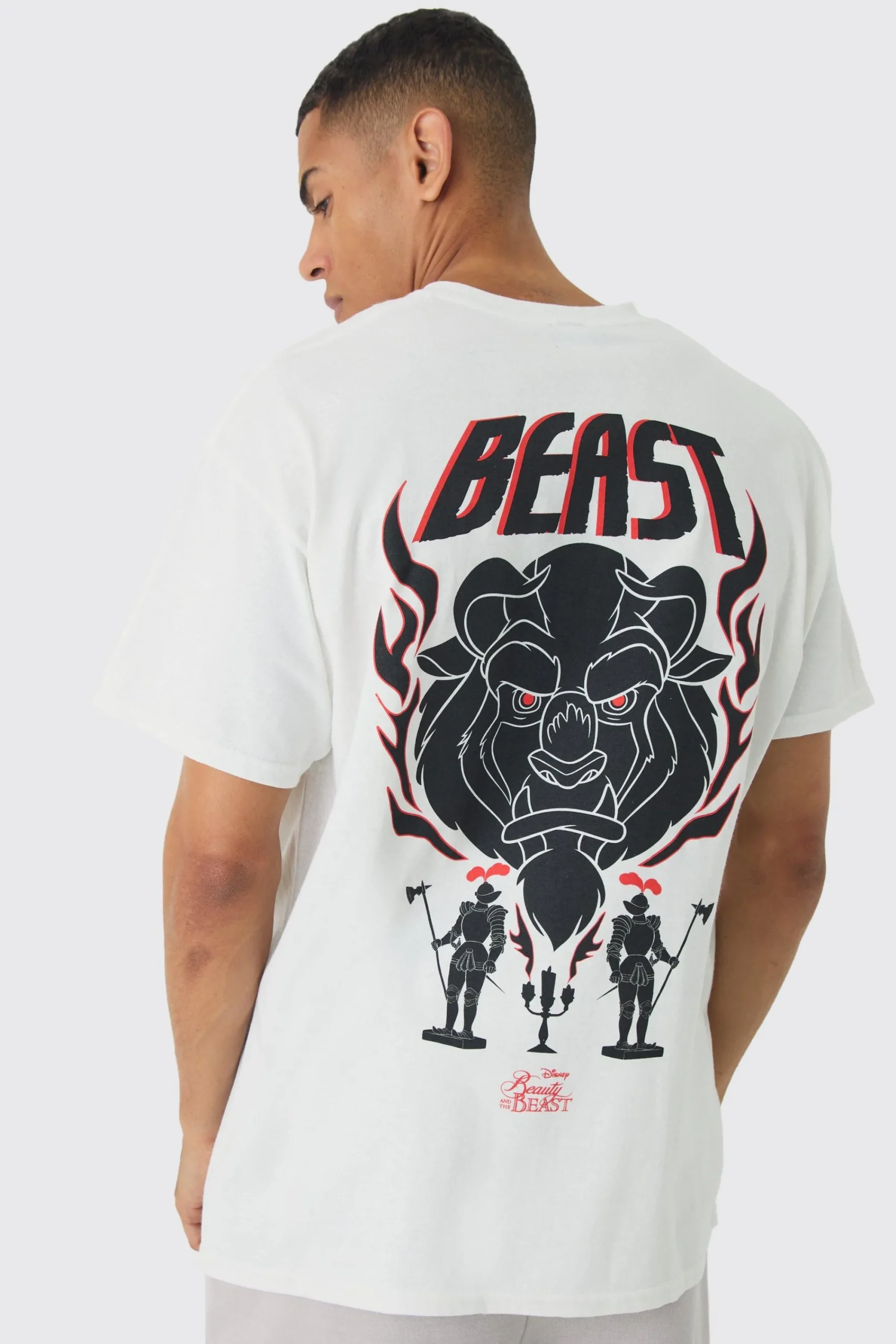Oversized Disney Beauty And The Beast License Print T-Shirt | UK^boohooMAN Online