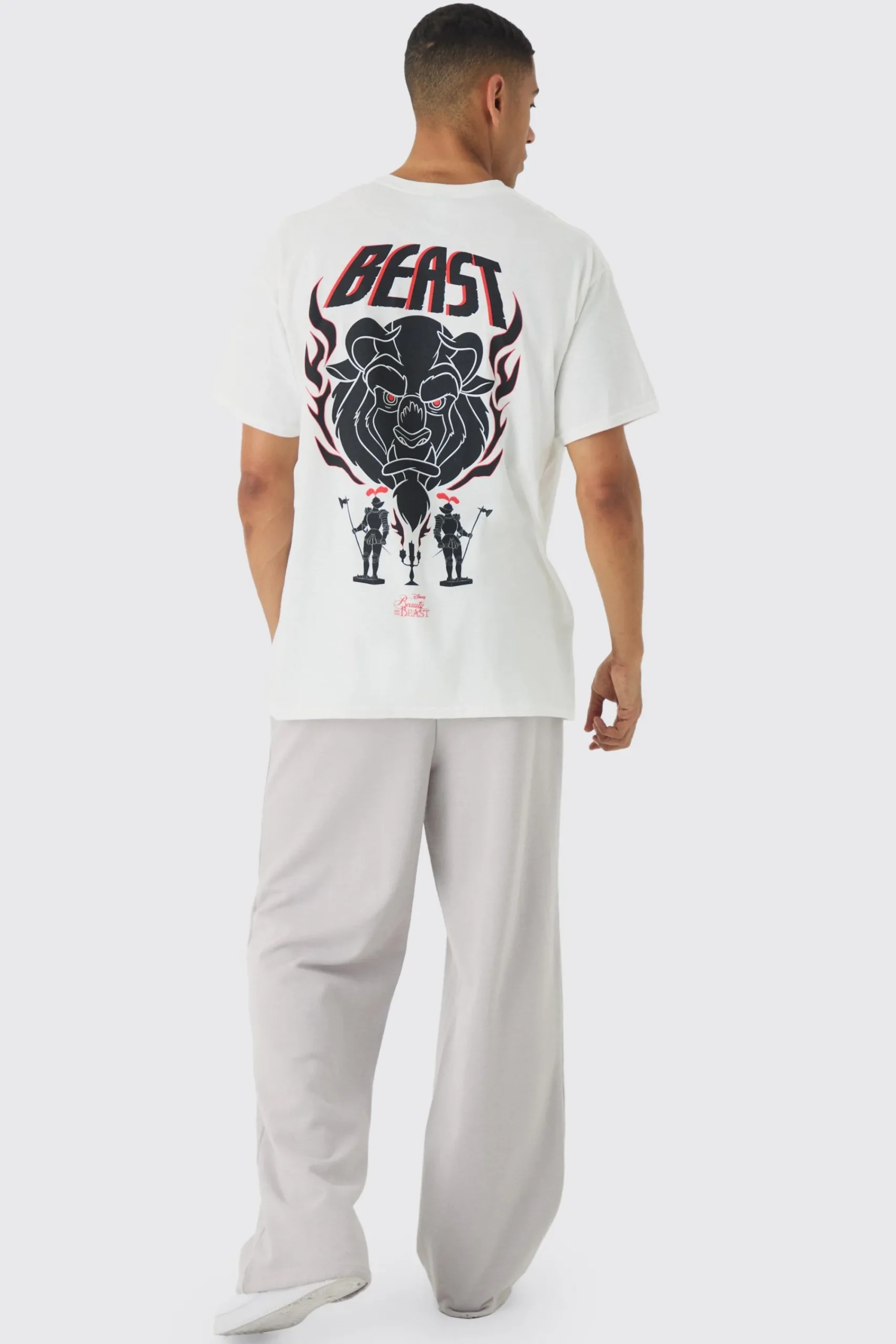 Oversized Disney Beauty And The Beast License Print T-Shirt | UK^boohooMAN Online