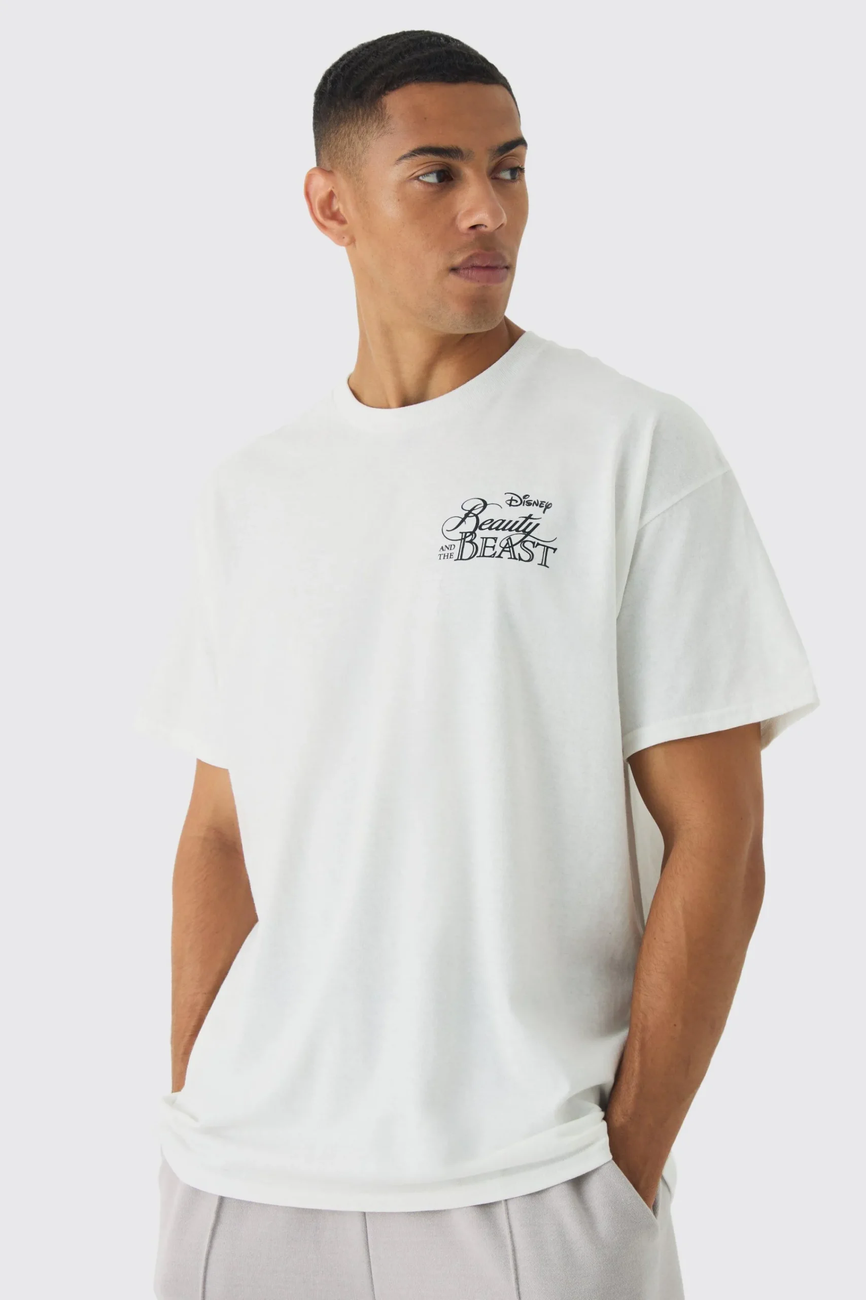 Oversized Disney Beauty And The Beast License Print T-Shirt | UK^boohooMAN Online