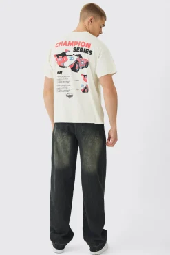 Oversized Disney Cars Wash License Print T-Shirt | UK^boohooMAN Online