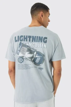 Oversized Disney Cars Wash License Print T-Shirt | UK^boohooMAN New