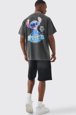 Oversized Disney Lilo And Stitch Wash License Back Print T-shirt | UK^boohooMAN Sale