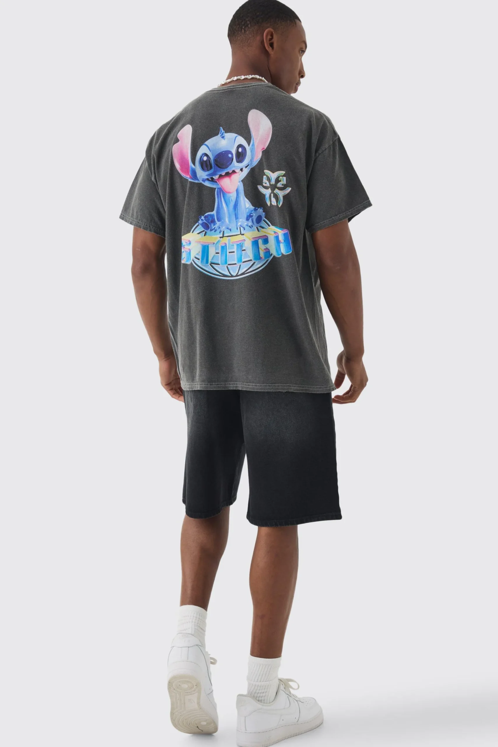 Oversized Disney Lilo And Stitch Wash License Back Print T-shirt | UK^boohooMAN Sale