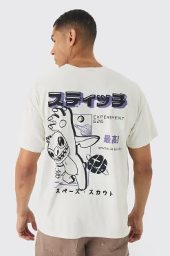 Oversized Disney Lilo And Stitch License Wash Print T-Shirt | UK^boohooMAN New