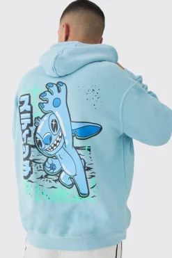 boohooMAN Oversized Disney Lilo And Stitch Wash License Hoodie | UK| Hoodies & Sweatshirts