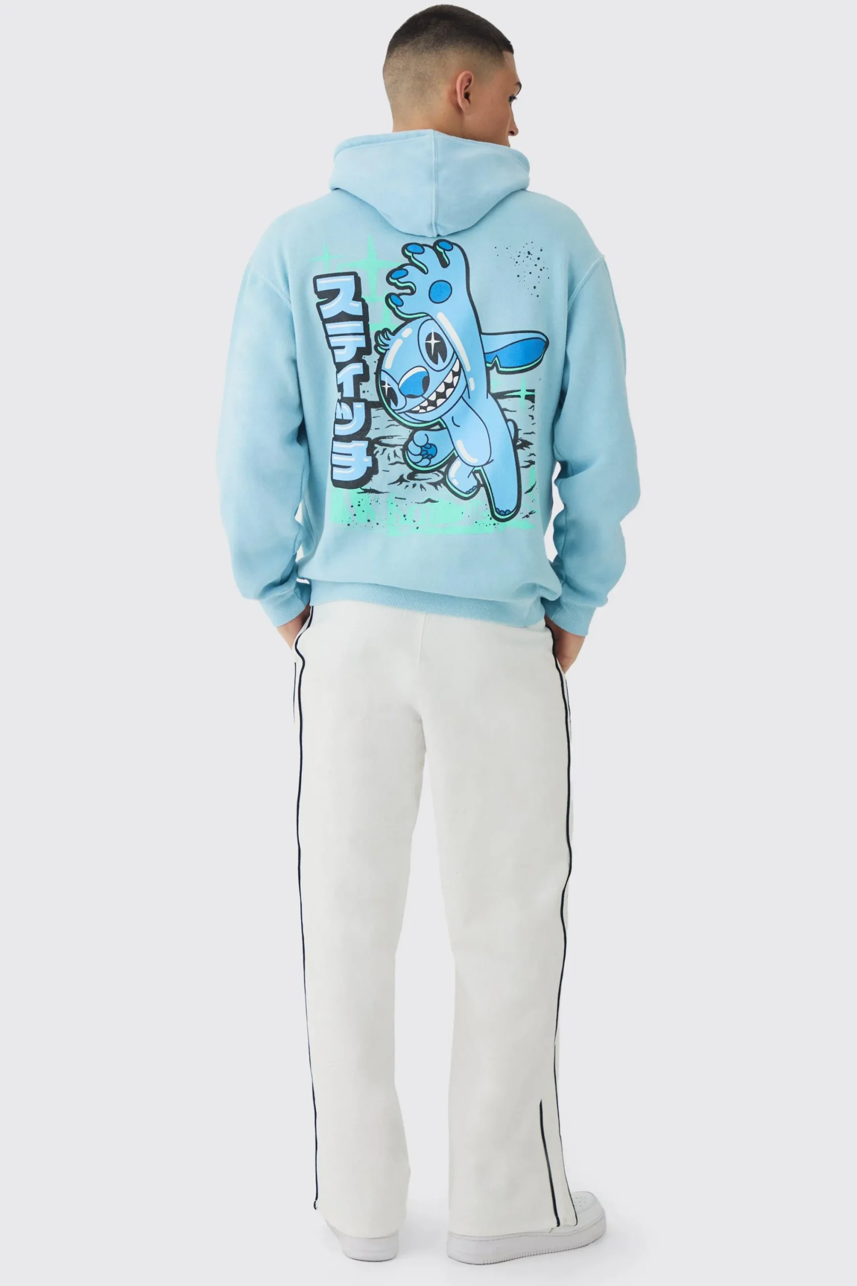 boohooMAN Oversized Disney Lilo And Stitch Wash License Hoodie | UK| Hoodies & Sweatshirts