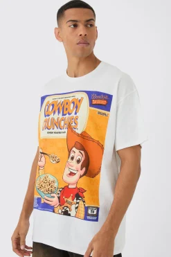 Oversized Disney Toy Story Woody Cereal License Print T-Shirt | UK^boohooMAN Online