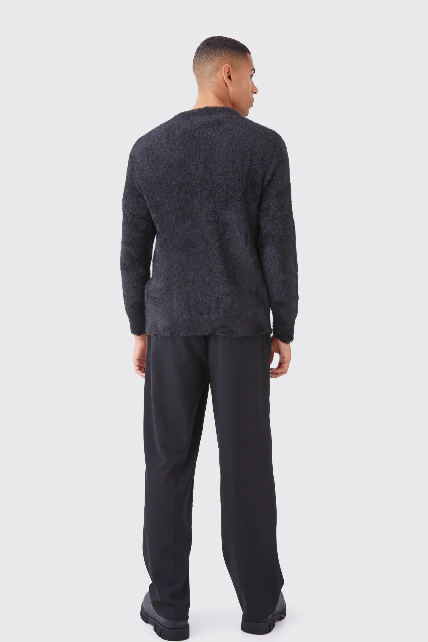 boohooMAN Oversized Distressed Fluffy Cardigan | UK| Knitwear