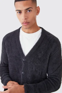 boohooMAN Oversized Distressed Fluffy Cardigan | UK| Knitwear