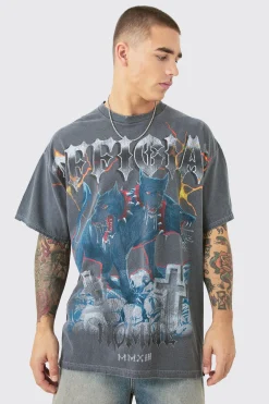 Oversized Distressed OFFCL Homme Wash Graphic T-shirt | UK^boohooMAN Hot